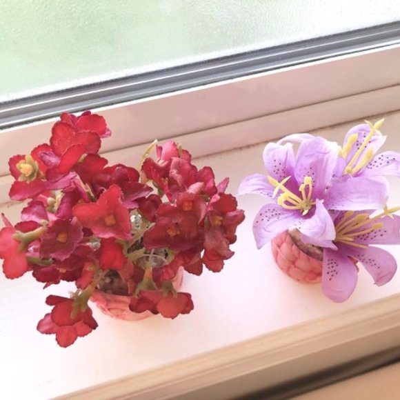 Vintage Spring Mini Artificial Flower and Pot Bow - Picture 4 of 8